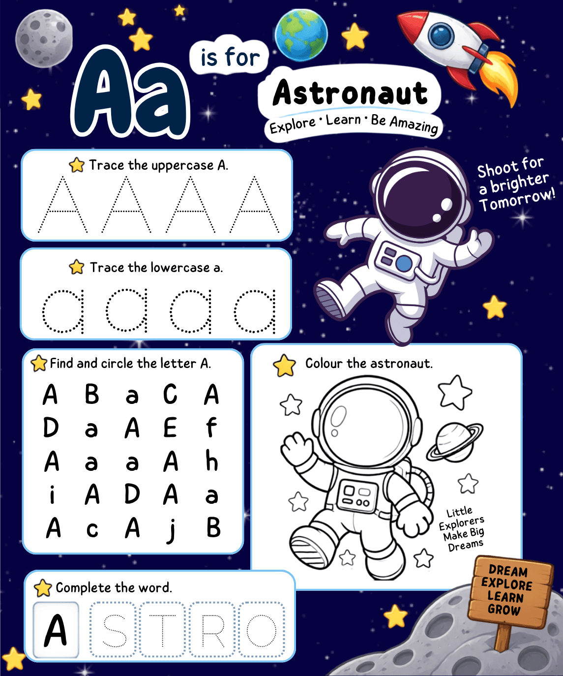 Space A–Z Activity Book | Trace, Match & Colour - photo 2