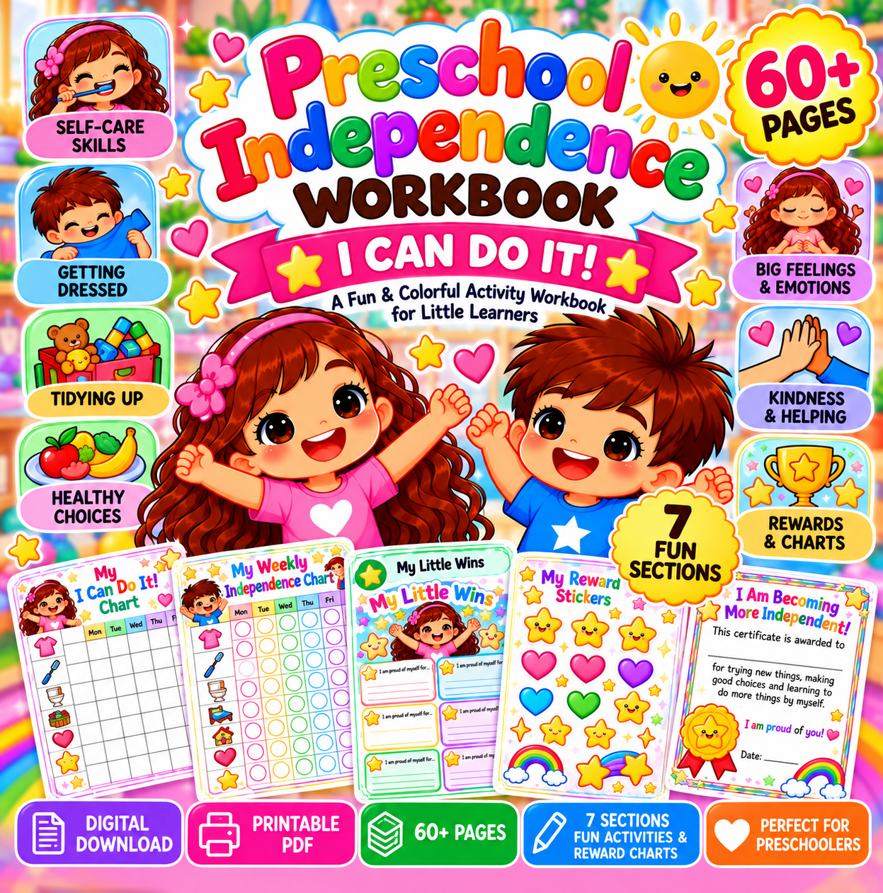 Preschool Independence Workbook | 60+ Pages